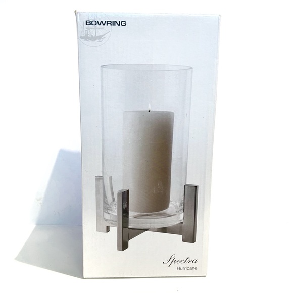 Bowring Spectra Hurricane Glass Candle Holder Lamp Vase Silver Stand 10.25 inch - Picture 10 of 12